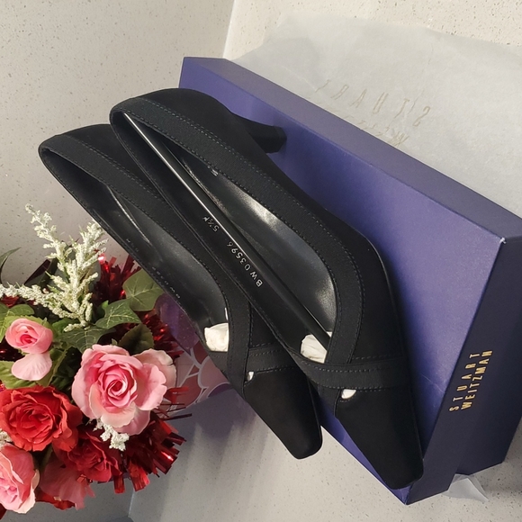 STUART WEITZMAN midlogic suede square toe pumps (sz 5.5M) - Picture 2 of 8